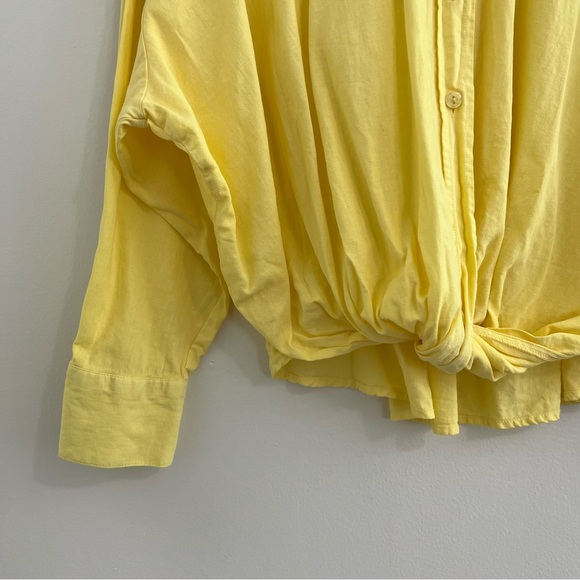 Young Fabulous & Broke Linen Blend Yellow Twist Front Shirt - Picture 4 of 7